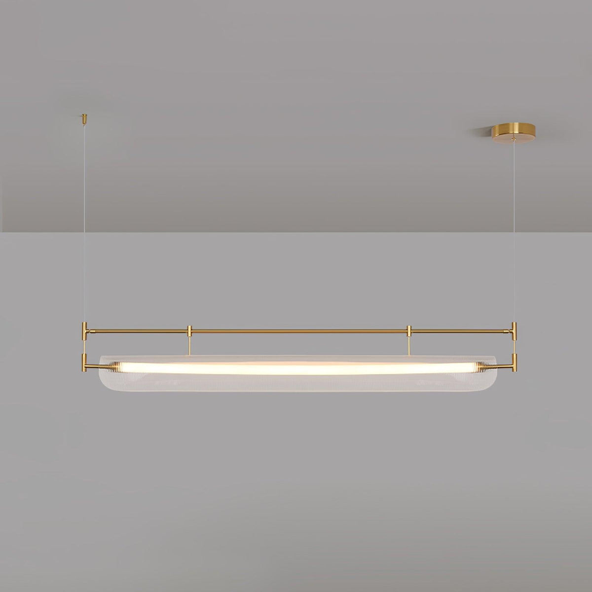 Linear Strip Chandelier L 31.5″ x W 4.7″ x H 7.9″ / L 80cm x W 12cm x H 20cm / Gold & Clear / Warm Light Chandelier