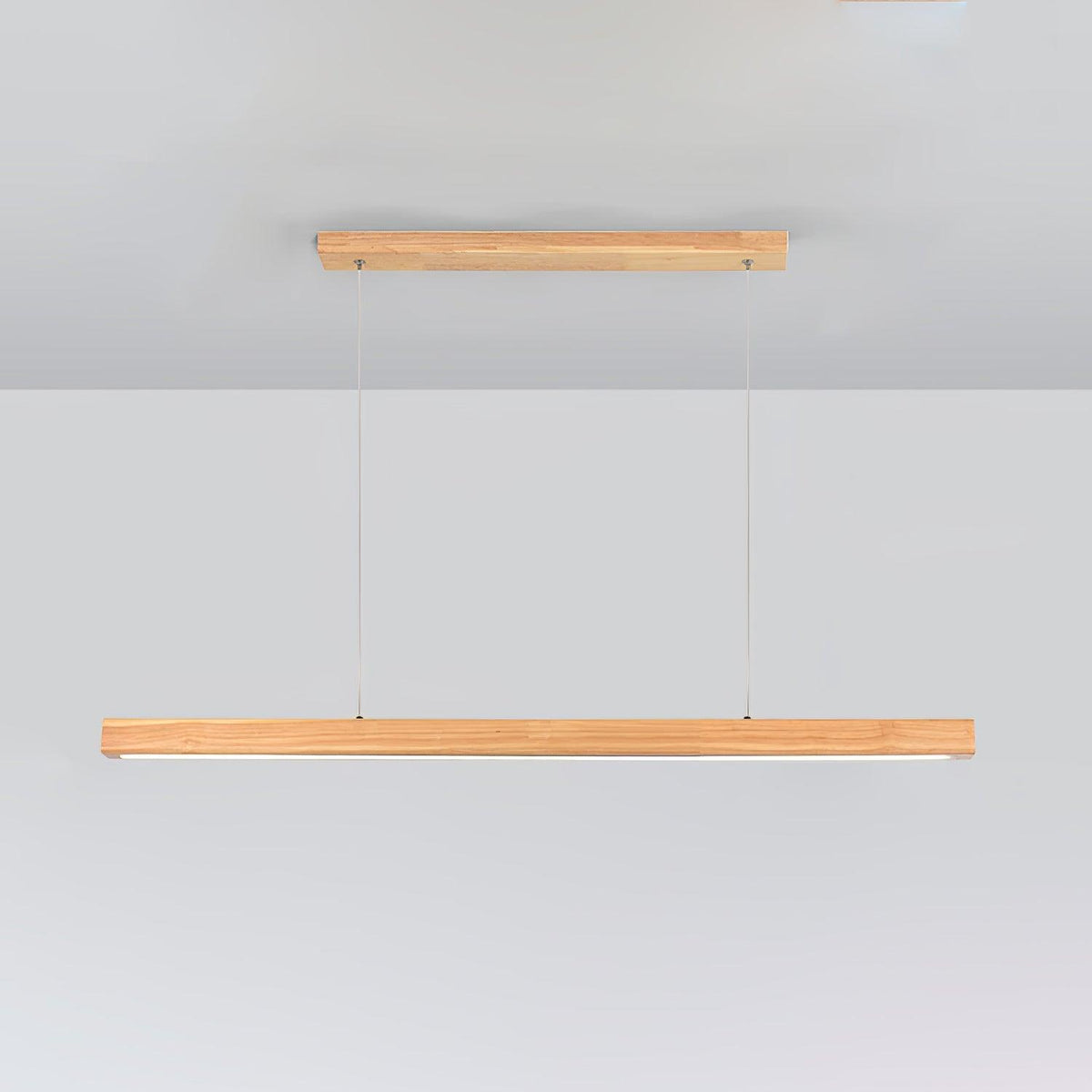 Linear Wooden Pendant Light ? 39.4″ x H 59″ / Dia 100cm x H 150cm (Power: 19W) / Natural wood color / Warm Light