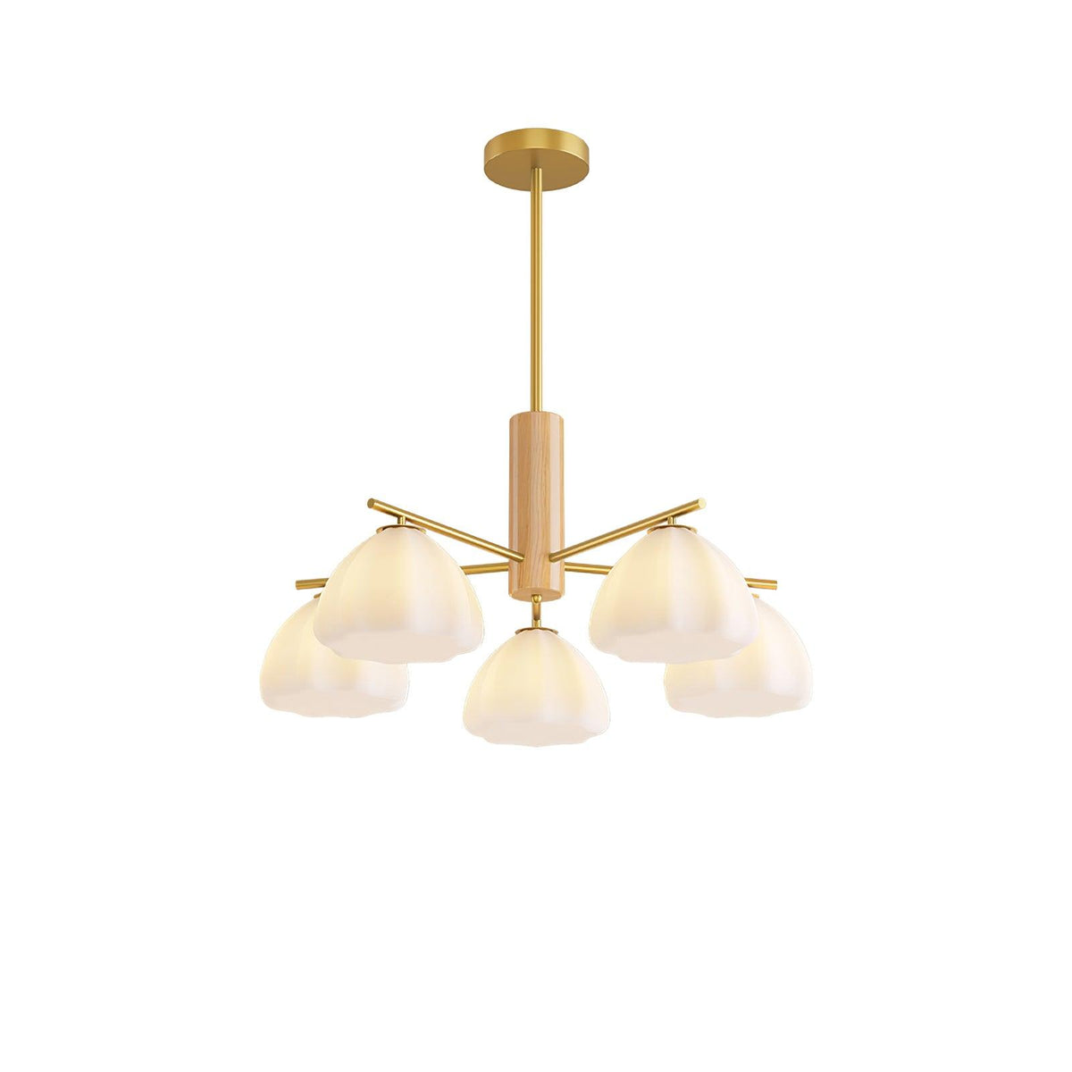 Little Clouds Chandelier 5 Lamps ∅ 25.6″ x H 21.3″ / Dia 65cm x H 54cm / Gold & White glass Chandelier