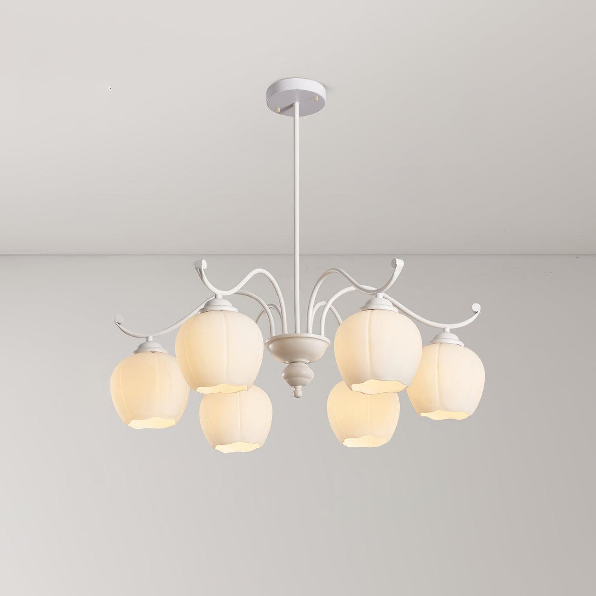 Lomance Lily Chandelier 6 heads ? 26.7″ x H 26″/ Dia 68cm x H 66cm / White Chandelier