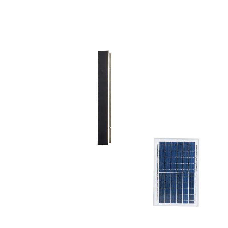 Long Strip Solar Outdoor Sconce ∅ 2″ x H 15.7″ / Dia 5cm x H 40cm / Black / Warm Light Wall lamp