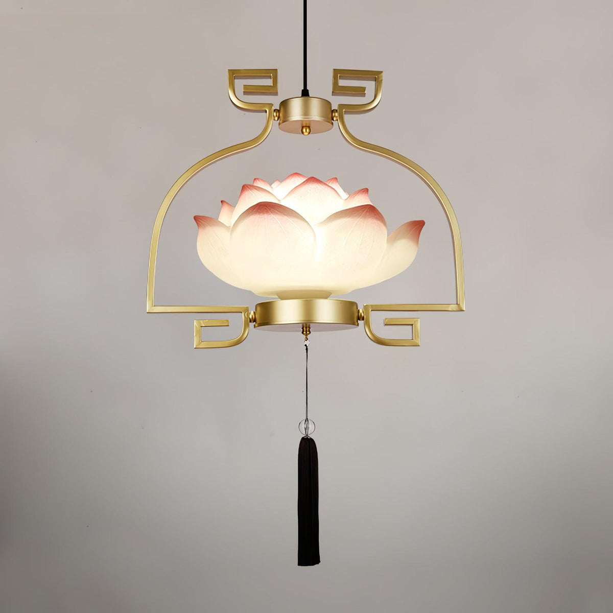 Lotus Bloom Chandelier 1 Head ∅ 17.7″ x H 16.5″ / Dia 45cm x H 42cm / Gold & White & Pink Chandelier