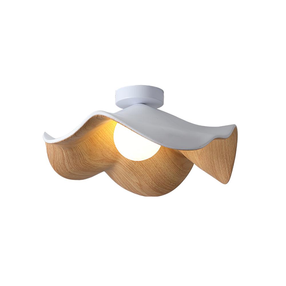 Lotus Leaf Ceiling Lamp ? 11″ x H 3.9″ / Dia 28cm x H 10cm / White & Wood color Ceiling lamp