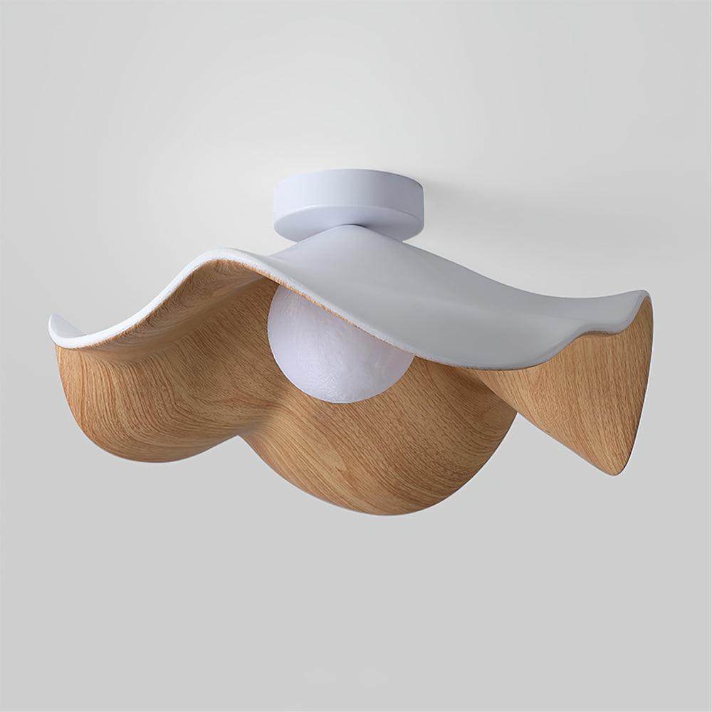 Lotus Leaf Ceiling Lamp ? 15.7″ x H 6.3″ / Dia 40cm x H 16cm / White & Wood color Ceiling lamp