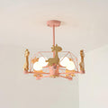 Lovely Deer Wooden Chandelier ? 20.8″ x H 18.5″ / Dia 53cm x H 47cm / Pink & Natural wood Chandelier