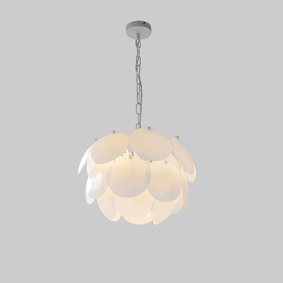 Luminous Petal Glass Chandelier ∅ 17.7″ x H 13.8″ / Dia 45cm x H 35cm / White Chandelier