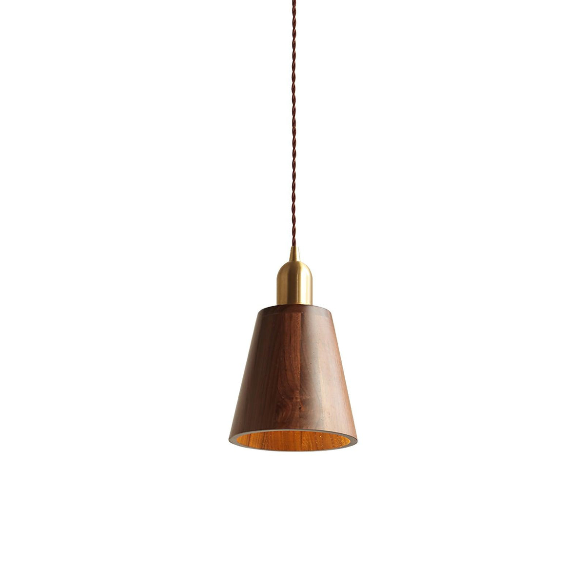 Lyfa Walnut Pendant Light ? 5.1″ x H 8.7″ / Dia 13cm x H 22cm / Brass & Walnut wood Pendant light