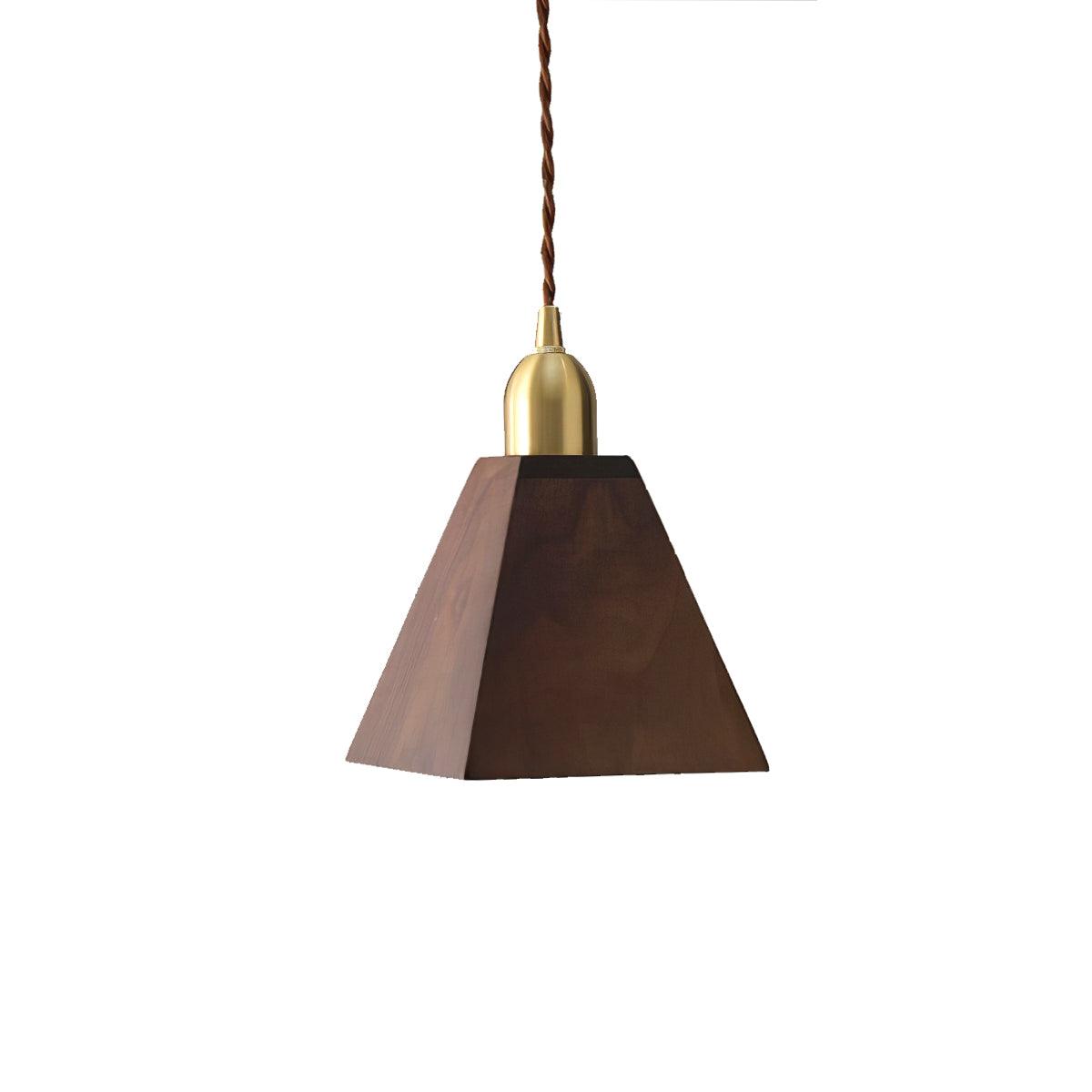 Lyfa Walnut Pendant Light ? 5.5″ x H 8.7″ / Dia 14cm x H 22cm / Brass & Walnut wood Pendant light
