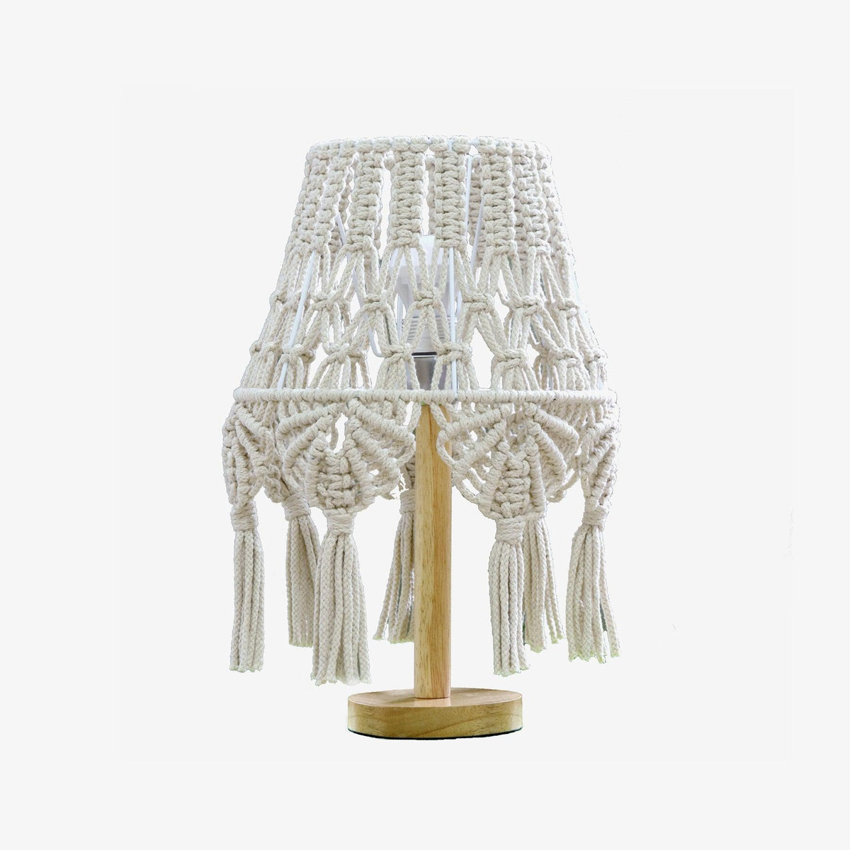 Macrame Table Lamp ∅ 11″ x H 15.7″ / Dia 28cm x H 40cm / White / US plug Table lamp