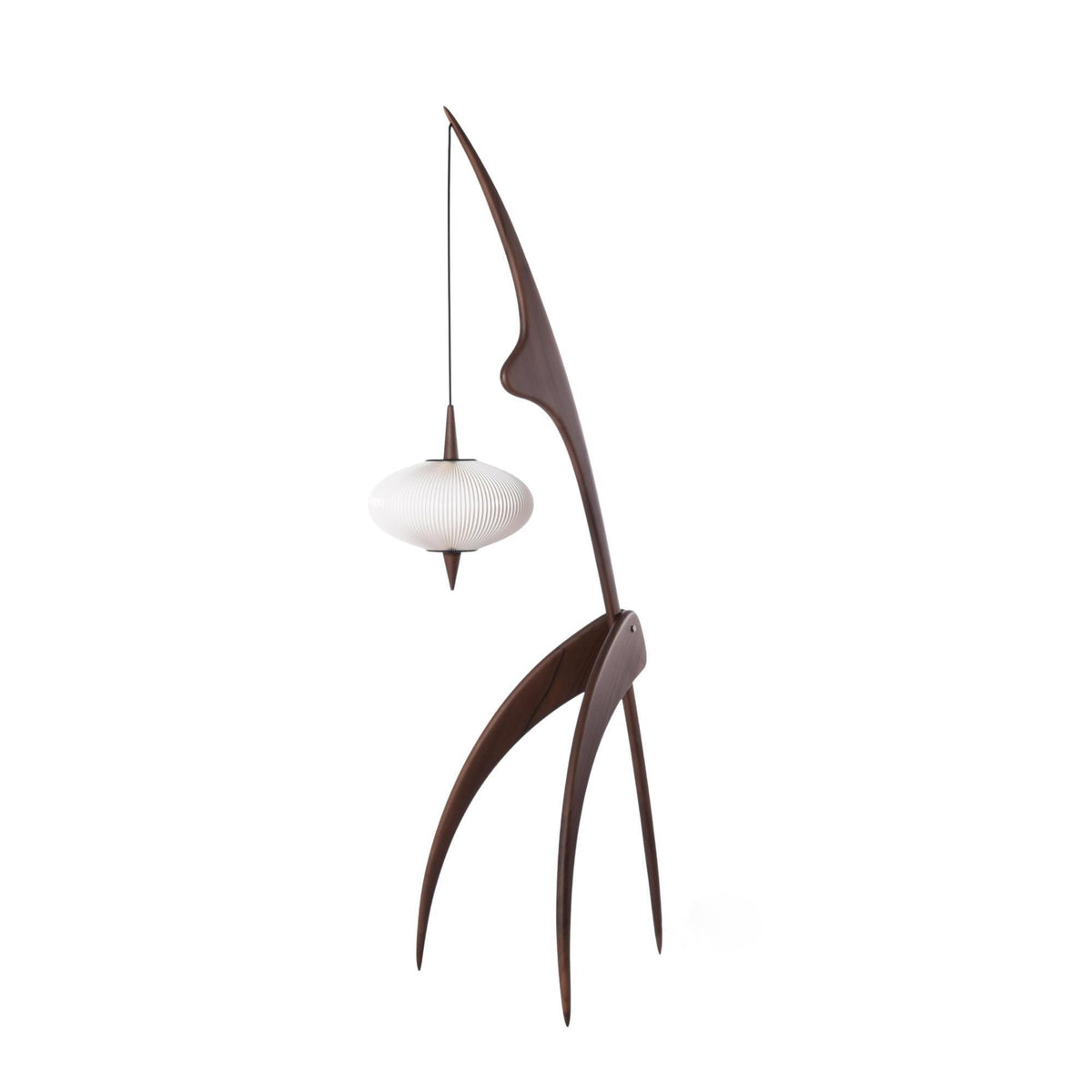 Mantis Wood Floor Lamp ? 18.1″ x H 63″ / Dia 46cm x H 160cm / Walnut Colour & White / US Plug Floor lamp