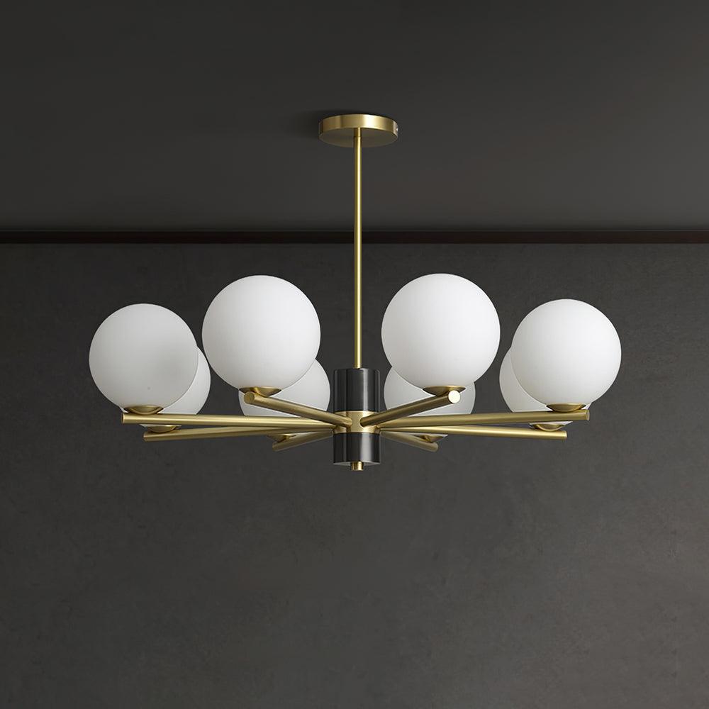 Marais Chandelier 8 Heads ∅ 32.6″ x H 24″ / Dia 83cm x H 61cm / Black & Gold & White Chandelier
