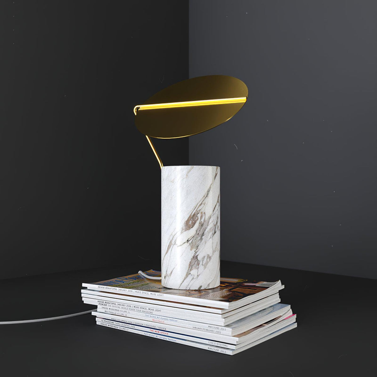 Marble Coffee Table Lamp ∅ 9.1″ x H 13.8″ / Dia 23cm x H 35cm / White / US plug Table lamp
