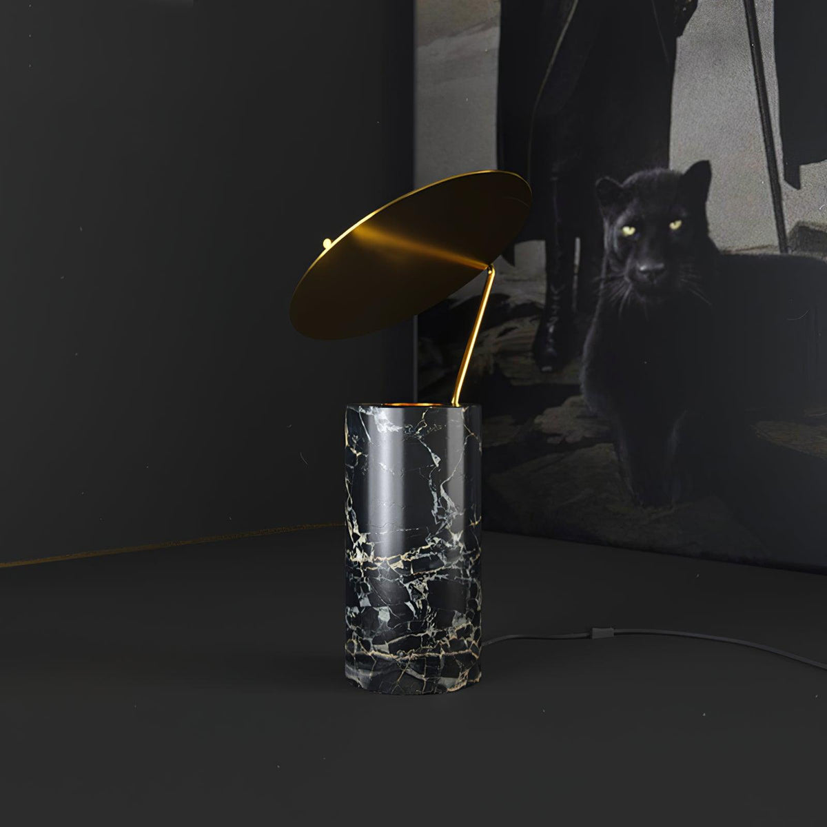 Marble Coffee Table Lamp ∅ 9.1″ x H 13.8″ / Dia 23cm x H 35cm / Black / US plug Table lamp