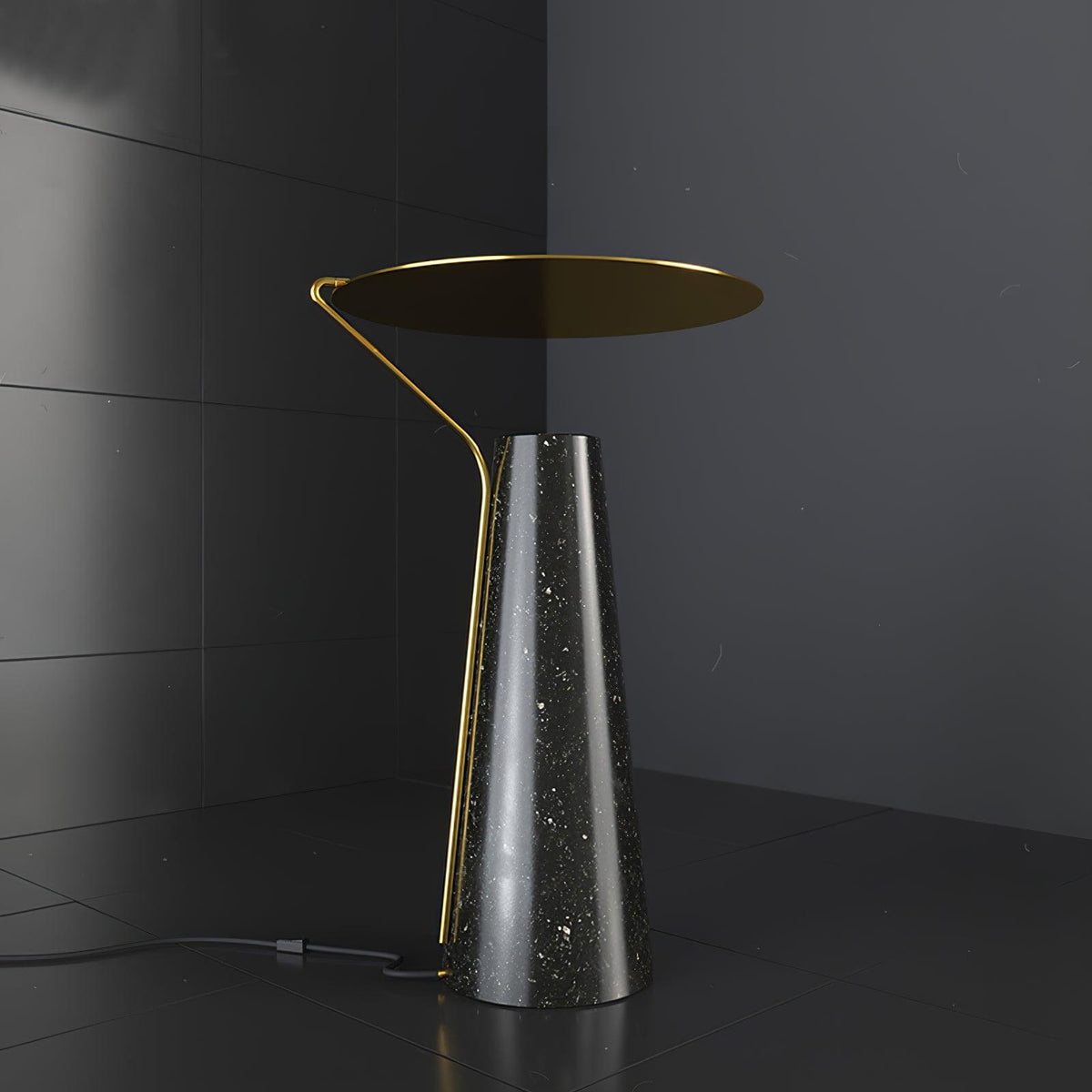 Marble Coffee Table Lamp ∅ 10.68″ x H 17.7″ / Dia 27cm x H 45cm / Black / US plug Table lamp
