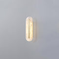 Alabaster Rounded Wall Light ? 4.3″ x H 13.8″ / Dia 11cm x H 35cm / White＆Brass / Warm Light Wall lamp