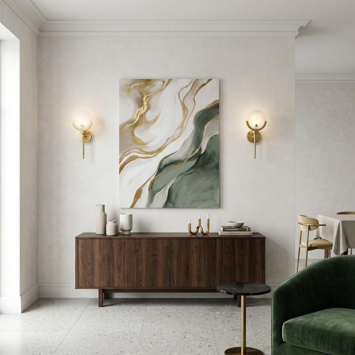 Crescent-Cradle Alabaster Globe Wall Sconce