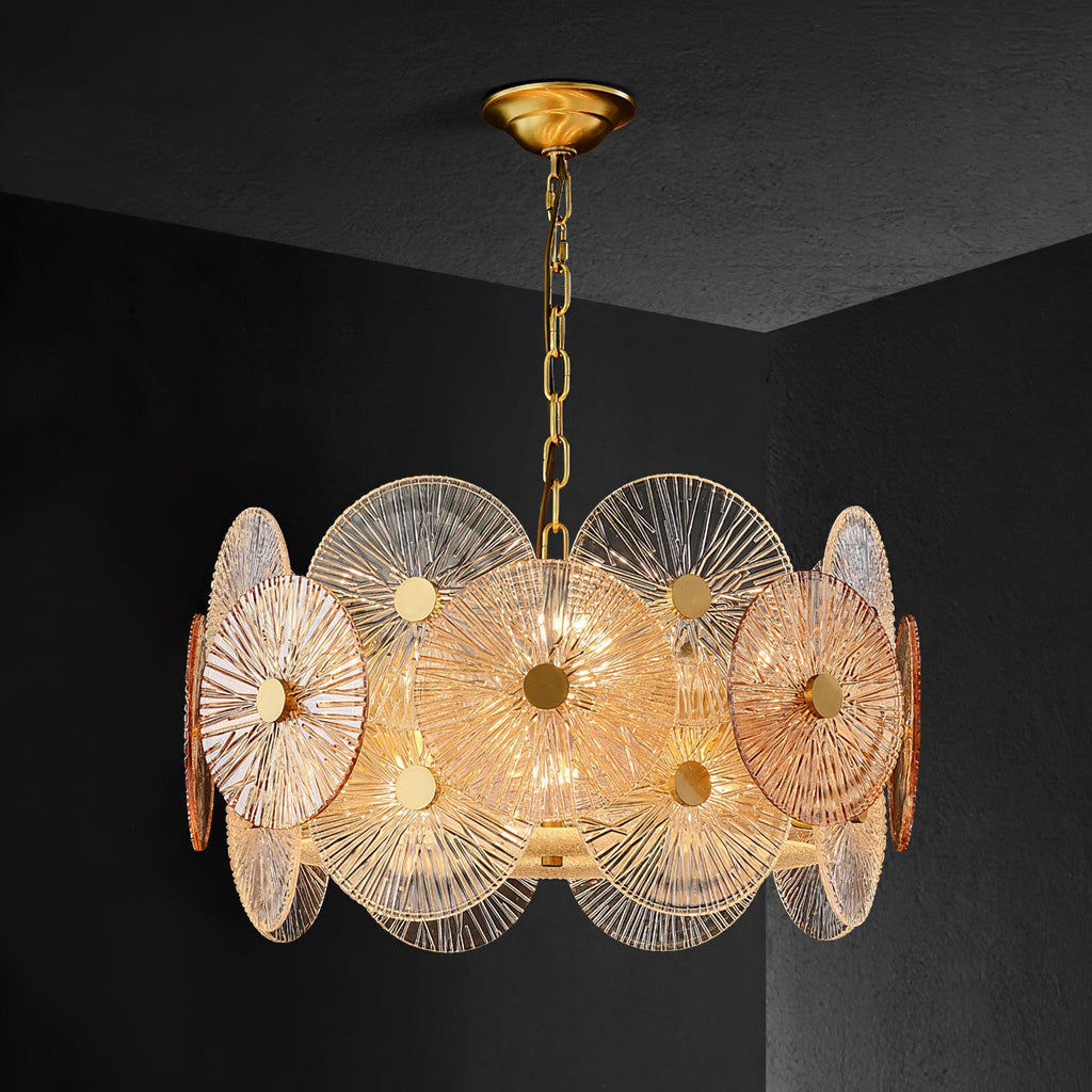 Maytoni Aster Chandelier ? 23.6″ x H 13.8″ / Dia 60cm x H 35cm / Gold & Amber Chandelier