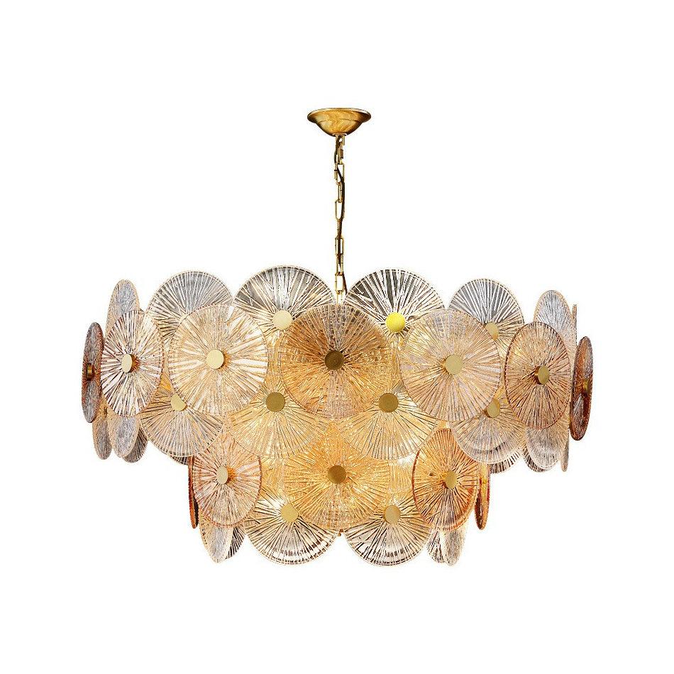 Maytoni Aster Chandelier ? 39.4″ x H 21.7″ / Dia 100cm x H 55cm / Gold & Amber Chandelier