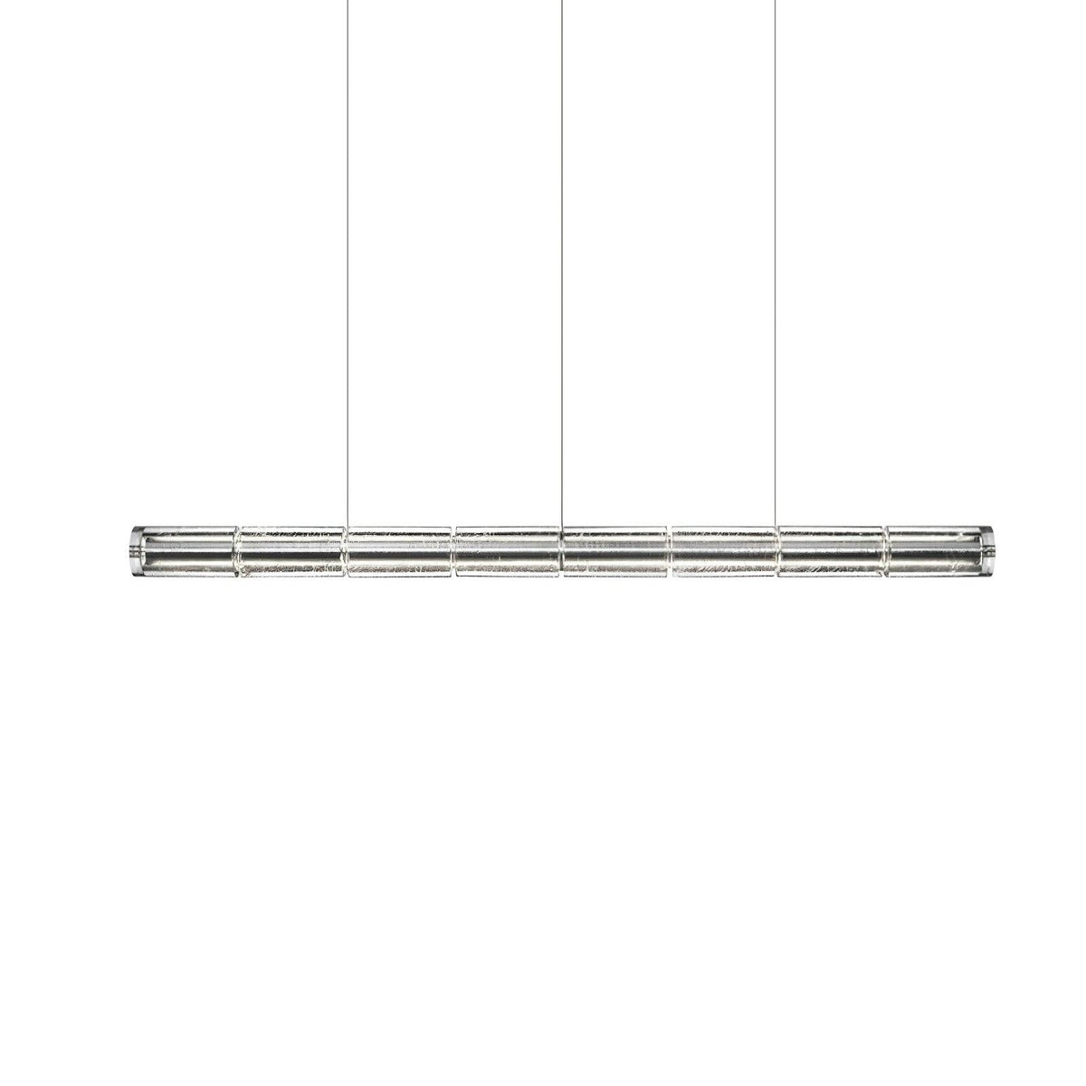 Mcdade Segmented Glass Chandelier L 64.9″ x H 3.9″ / L 165cm x H 10cm / Silver gray & Clear / Cool Light Chandelier