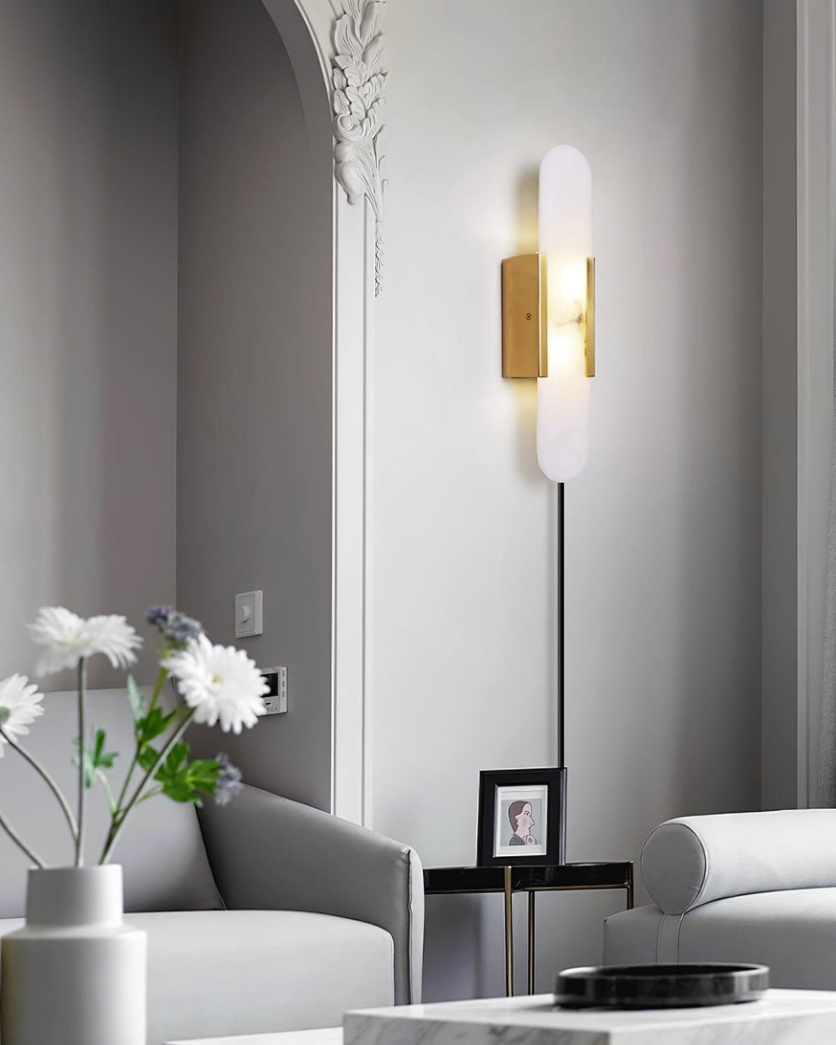 Melange Elongated Alabaster Plug-in Wall Lamp Wall lamp