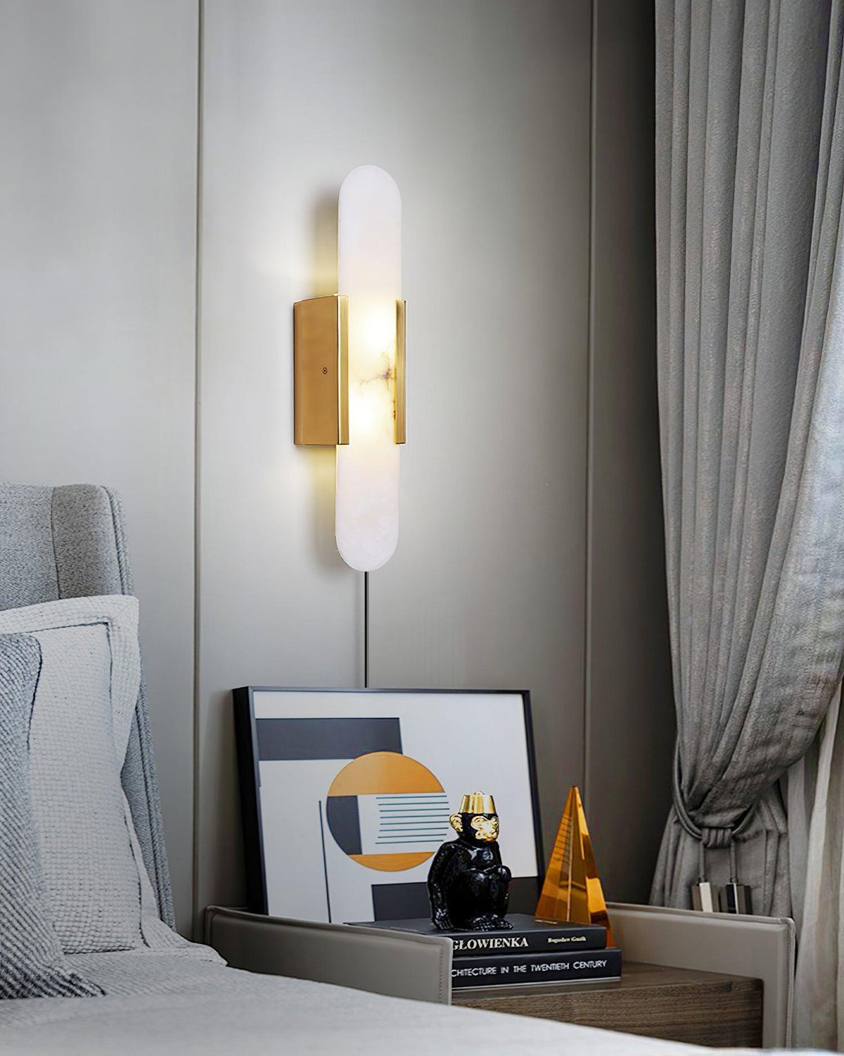 Melange Elongated Alabaster Plug-in Wall Lamp Wall lamp