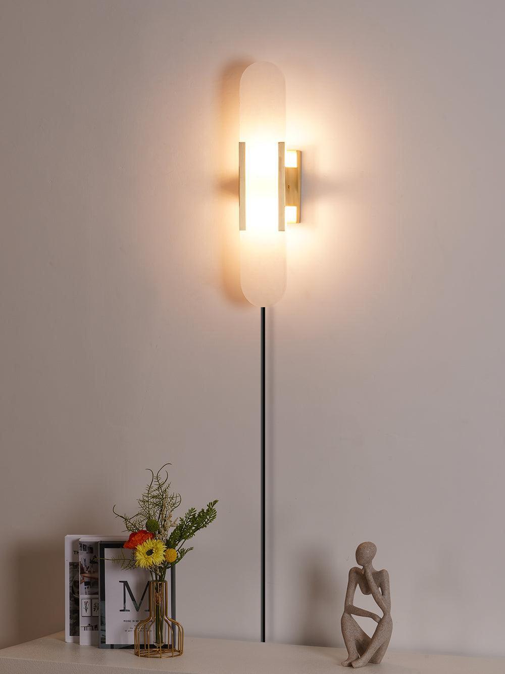 Melange Elongated Alabaster Plug-in Wall Lamp Wall lamp