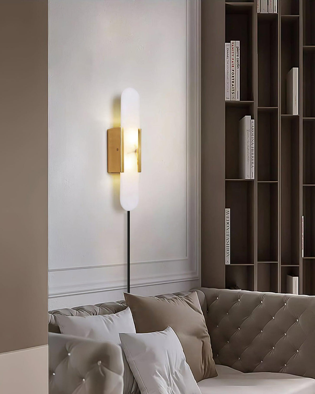 Melange Elongated Alabaster Plug-in Wall Lamp Wall lamp