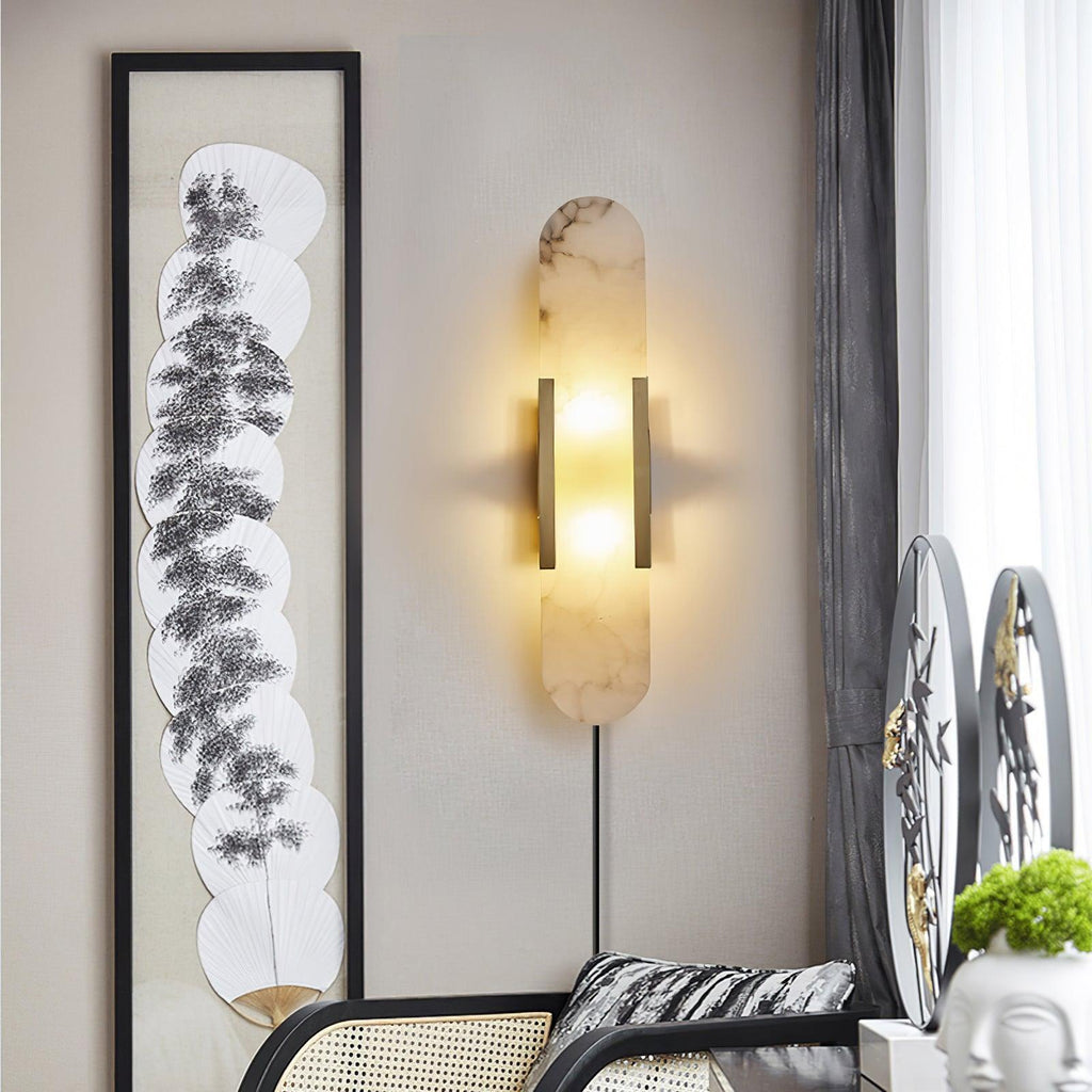 Melange Elongated Alabaster Plug-in Wall Lamp Wall lamp
