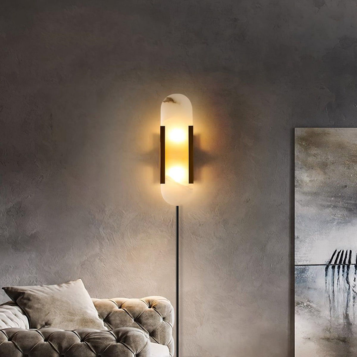 Melange Elongated Alabaster Plug-in Wall Lamp Wall lamp