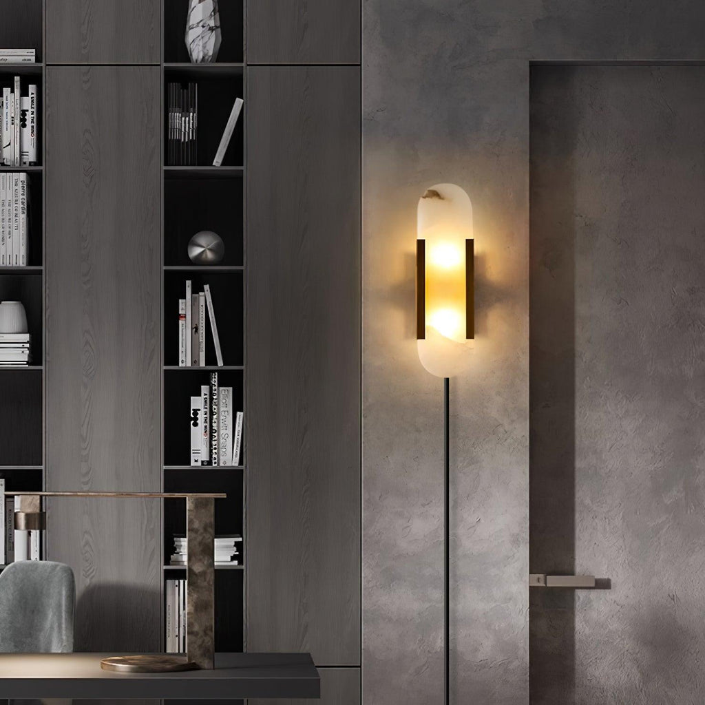Melange Elongated Alabaster Plug-in Wall Lamp Wall lamp