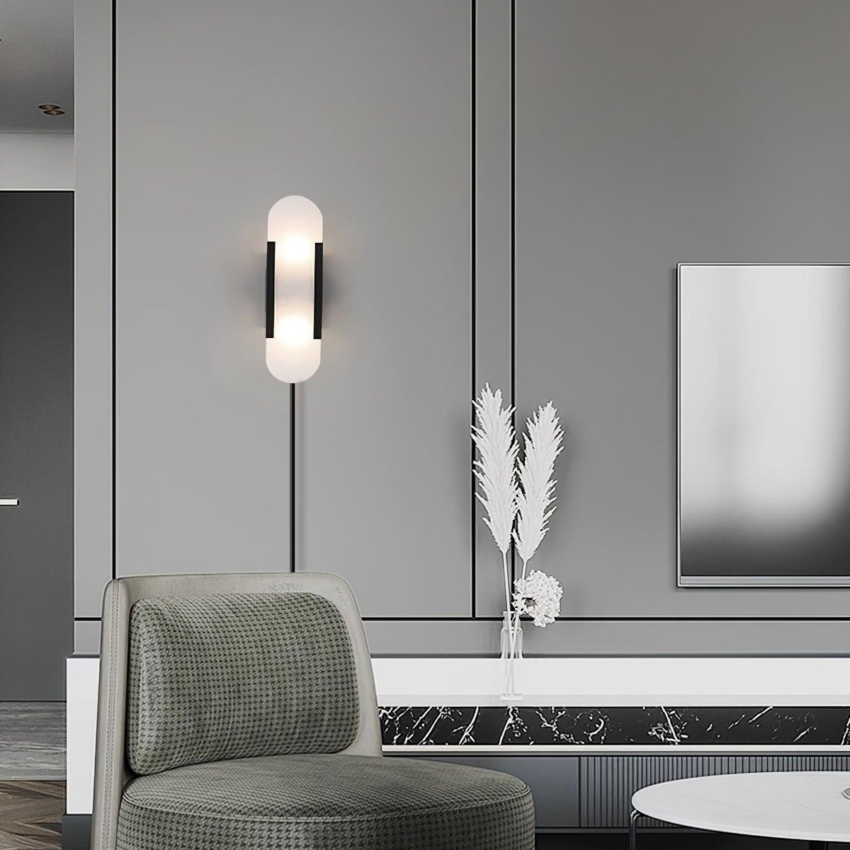 Melange Elongated Alabaster Plug-in Wall Lamp Wall lamp