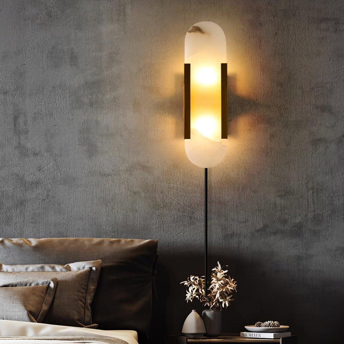 Melange Elongated Alabaster Plug-in Wall Lamp Wall lamp