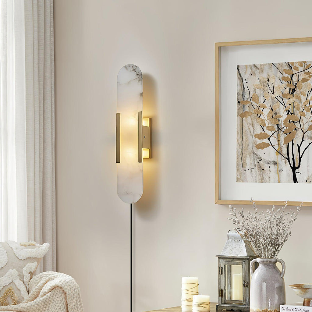 Melange Elongated Alabaster Plug-in Wall Lamp Wall lamp
