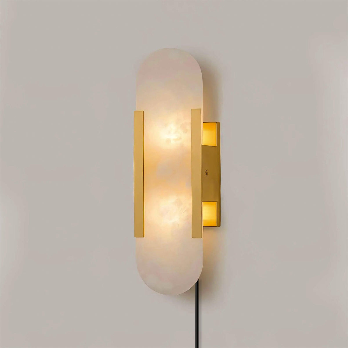 Melange Elongated Alabaster Plug-in Wall Lamp ? 3.9″ x H 13.8″ / Dia 10cm x H 35cm / Copper / US Plug Wall lamp