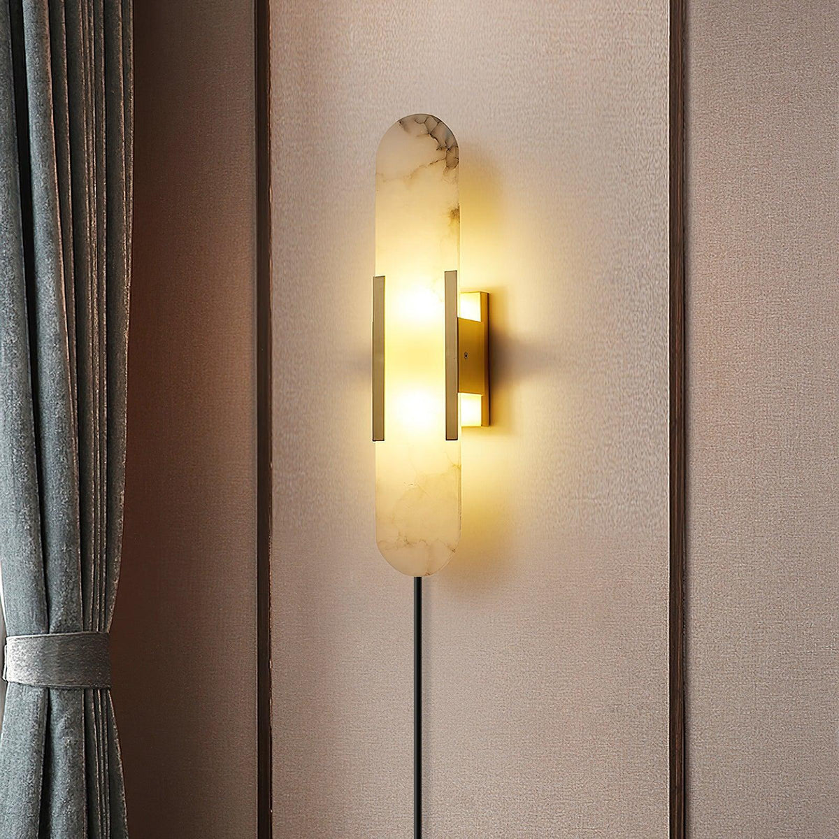 Melange Elongated Alabaster Plug-in Wall Lamp Wall lamp