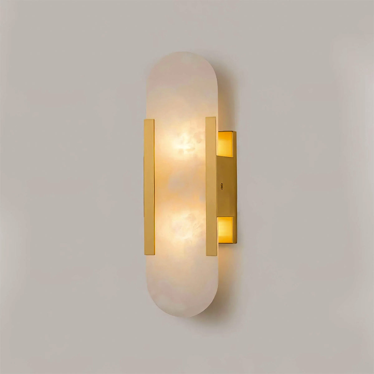 Melange Elongated Alabaster Wall Lamp ? 3.9″ x H 13.8″ / Dia 10cm x H 35cm / Copper Wall lamp