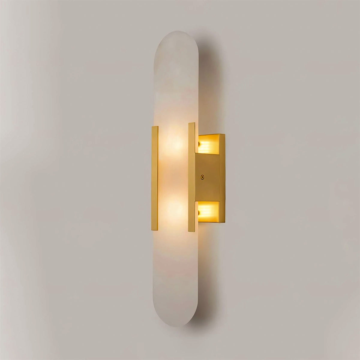 Melange Elongated Alabaster Wall Lamp ? 3.9″ x H 19.7″ / Dia 10cm x H 50cm / Copper Wall lamp