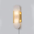 Melange Elongated Alabaster Plug-in Wall Lamp ? 3.9″ x H 13.8″ / Dia 10cm x H 35cm / Brass / US Plug Wall lamp