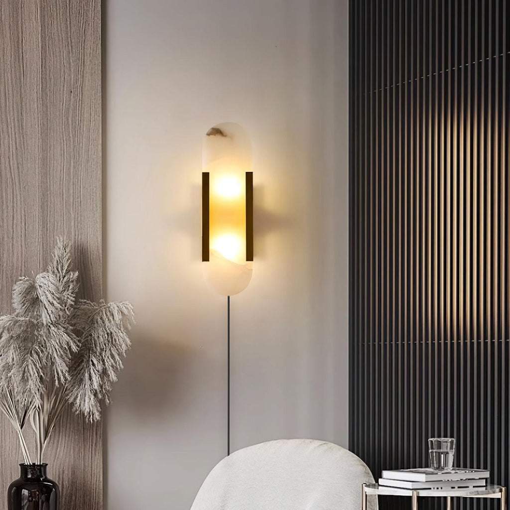 Melange Elongated Alabaster Plug-in Wall Lamp Wall lamp