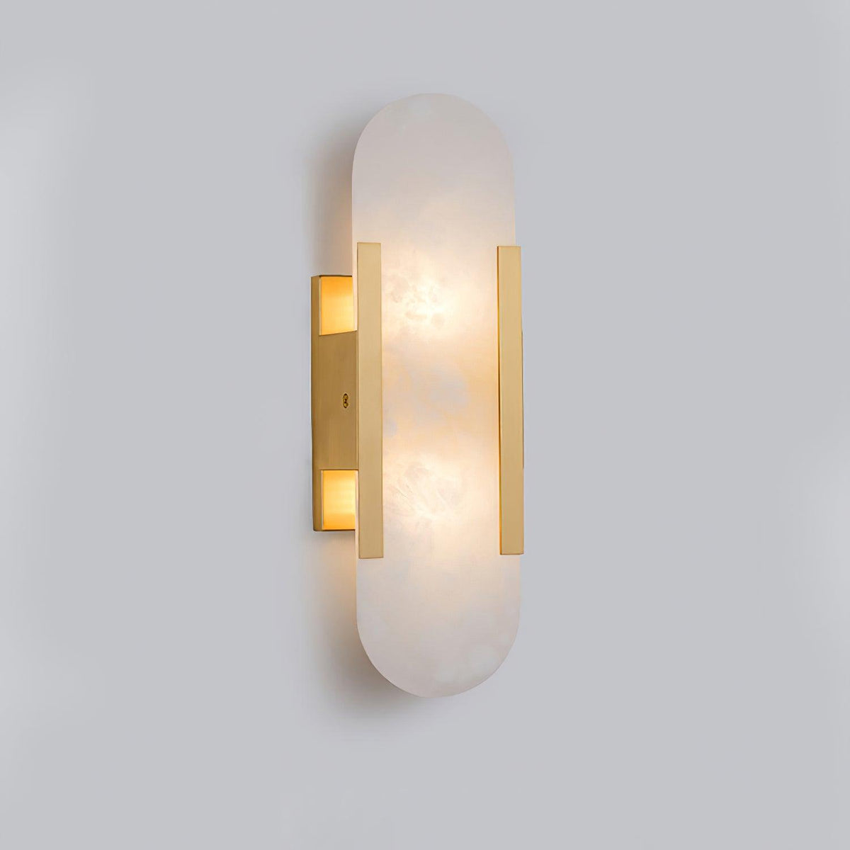 Melange Elongated Alabaster Wall Lamp ? 3.9″ x H 13.8″ / Dia 10cm x H 35cm / Brass Wall lamp
