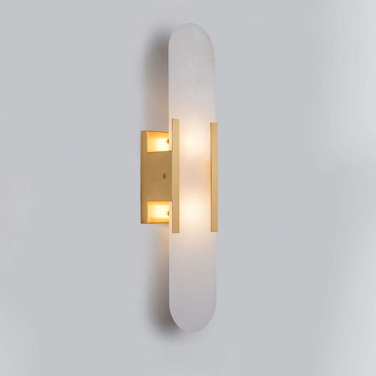 Melange Elongated Alabaster Wall Lamp ? 3.9″ x H 19.7″ / Dia 10cm x H 50cm / Brass Wall lamp