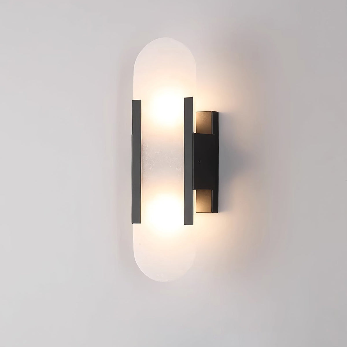 Melange Elongated Alabaster Wall Lamp ? 3.9″ x H 13.8″ / Dia 10cm x H 35cm / Black Wall lamp