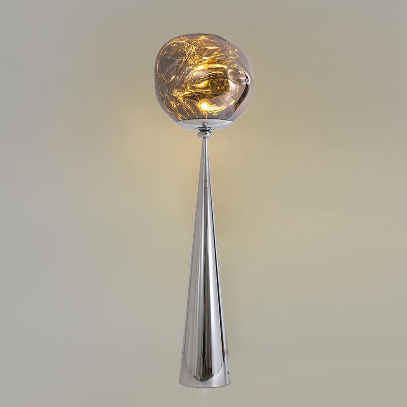 Cone Lava Floor Lamp ? 13.8″ x H 57.1″ / Dia 35cm x H 145cm / Chrome + Smoky gray / US plug Floor lamp