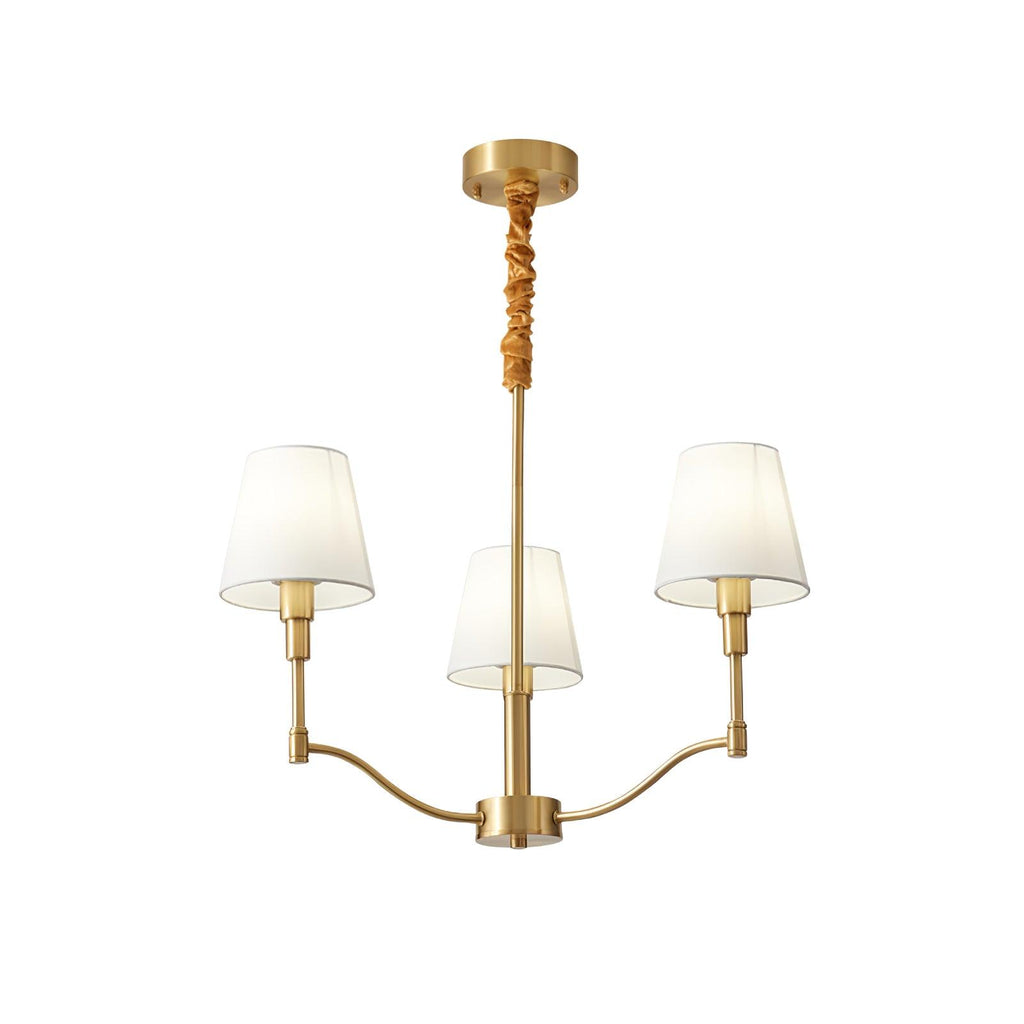 Meridian Mid Century Brass Chandelier 3 Heads ? 23.6″ x H 19.7″ / Dia 60cm x H 50cm / Brass & White Chandelier