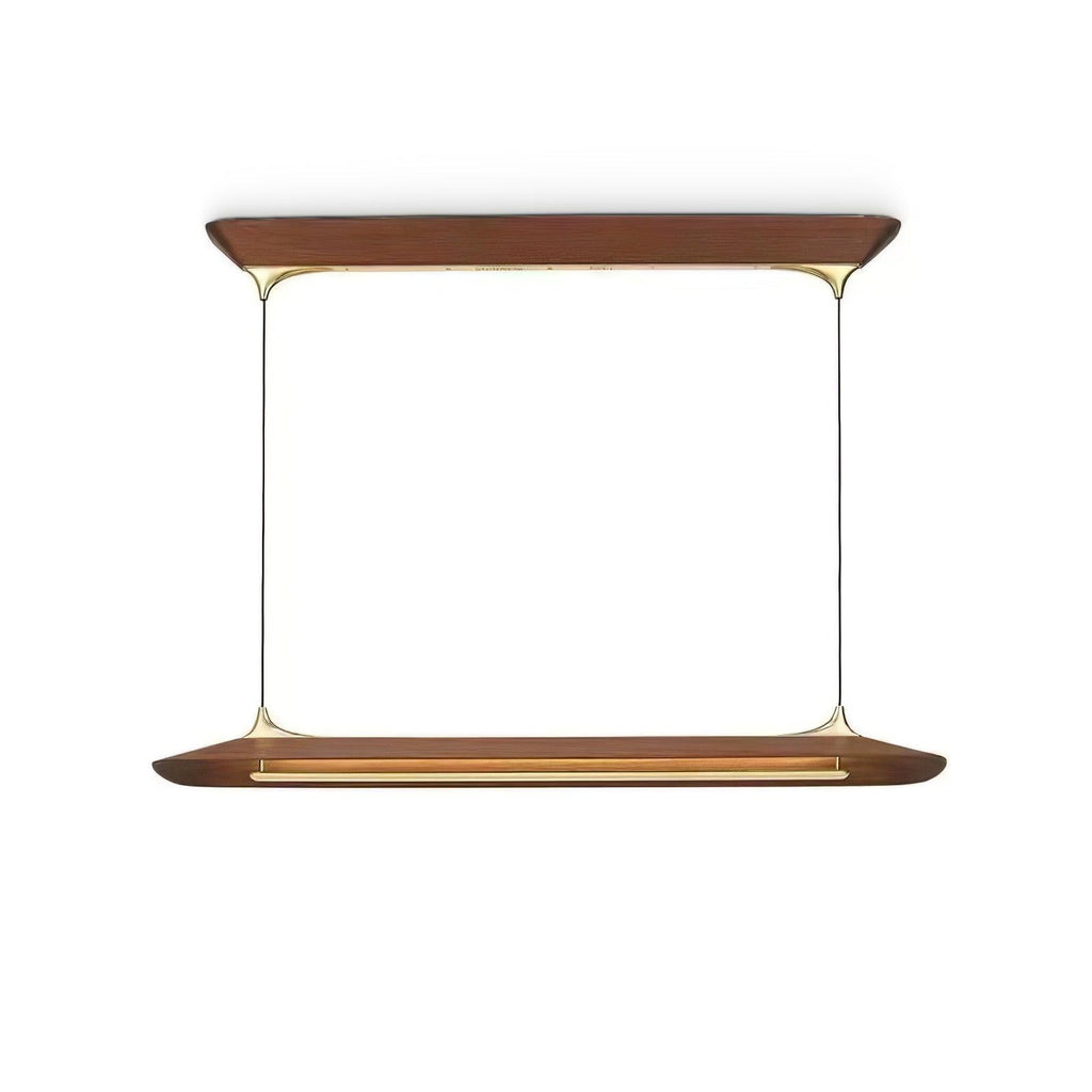Mernoe Wooden Chandelier L 47.2″ x H 59″ / L 120cm x H 150cm / Walnut wood color & Brass / Three-Color Changing Light