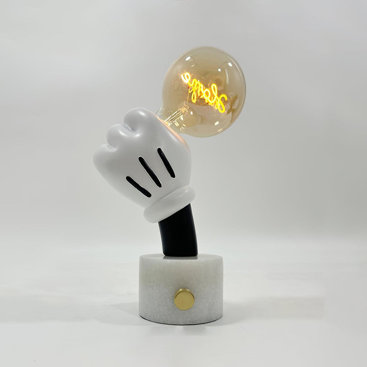 Very Nice Table Lamp Model B ∅ 9″ x H 15″ / Dia 23cm x H 38cm / White Marble & Cognac / US plug Table lamp