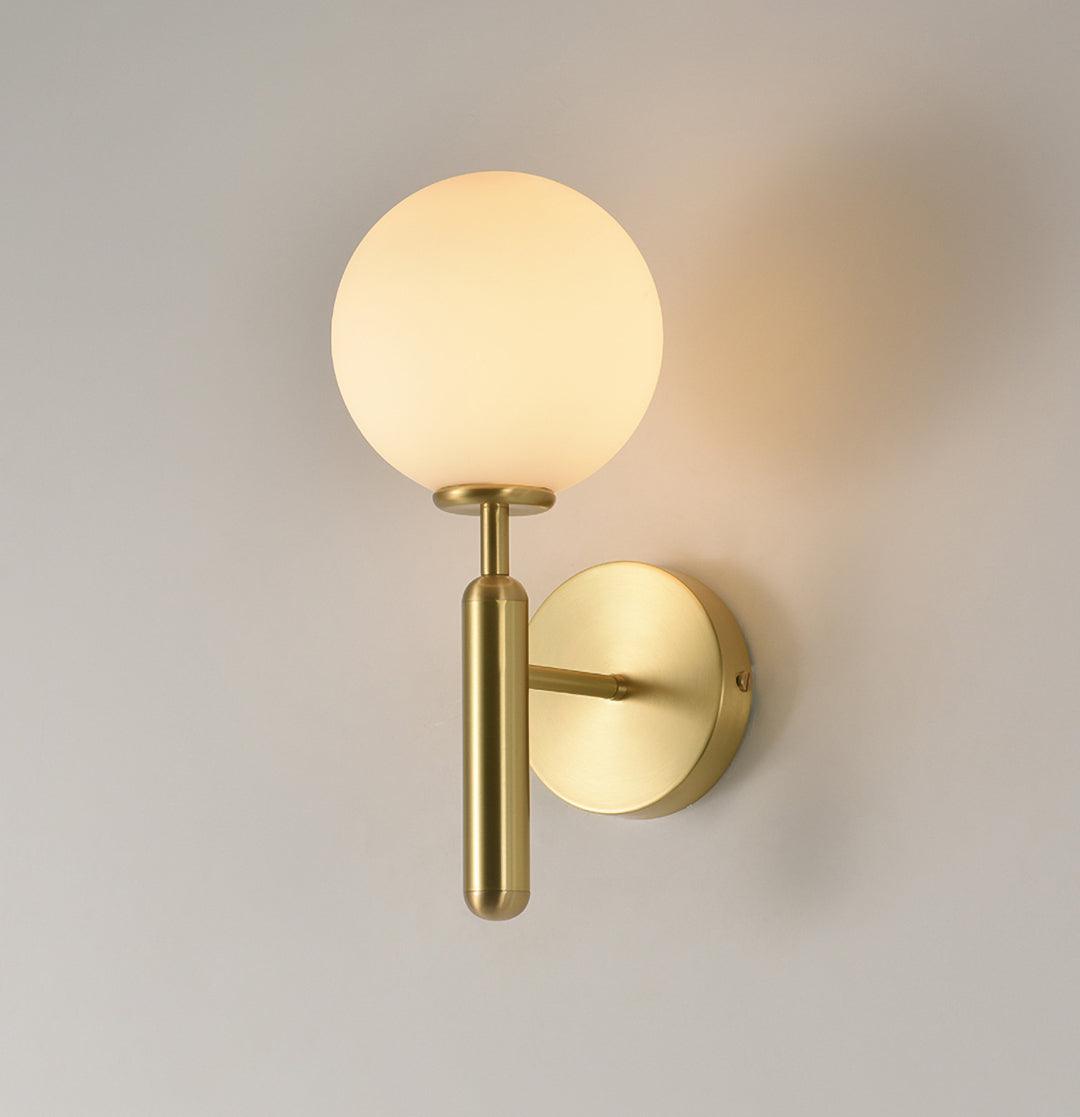 Scandiluxe Wall Light ? 5.9″ x H 13.4″ / Dia 15cm x H 34cm / Brass / White Wall lamp