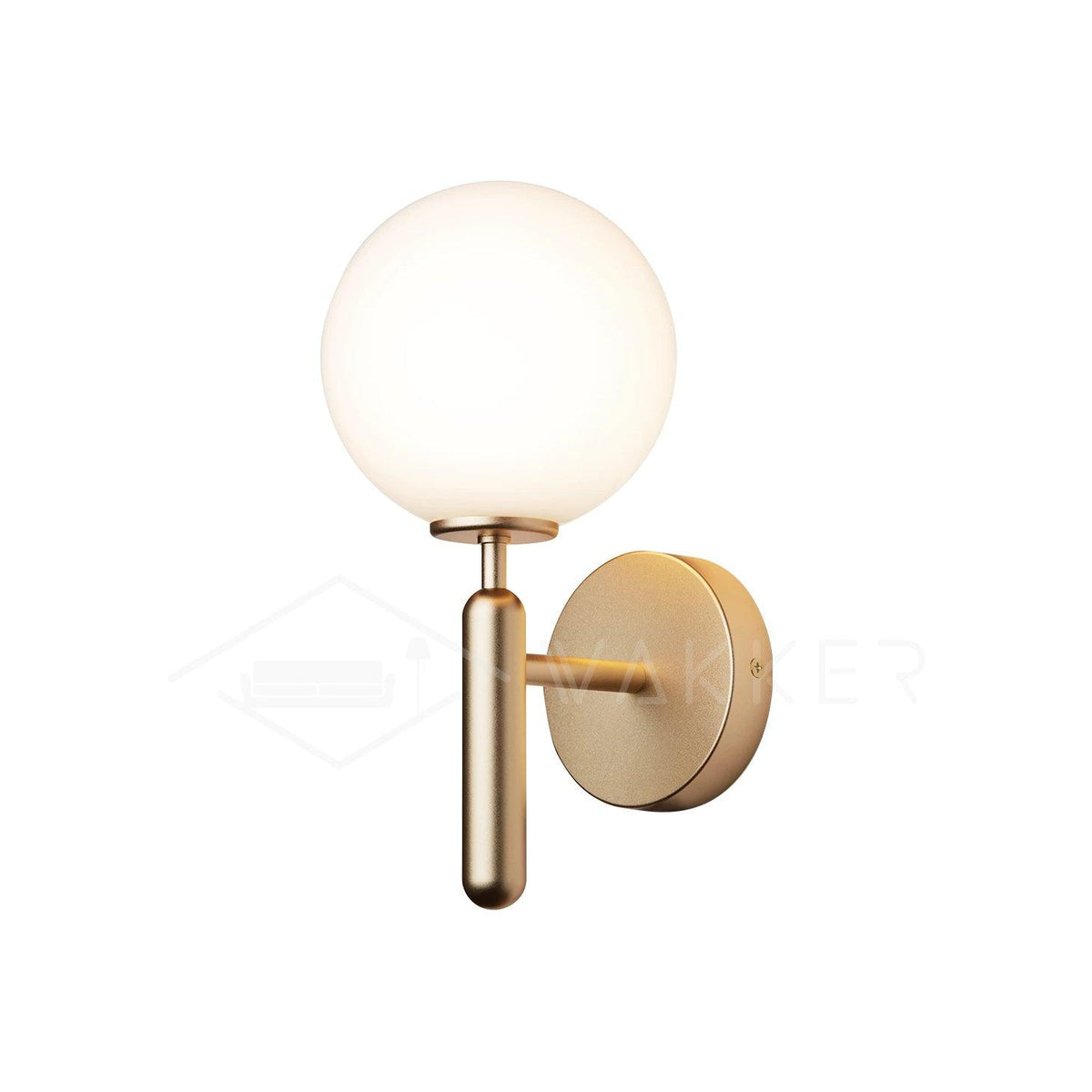 Scandiluxe Wall Light ? 5.9″ x H 13.4″ / Dia 15cm x H 34cm / Gold / White Wall lamp