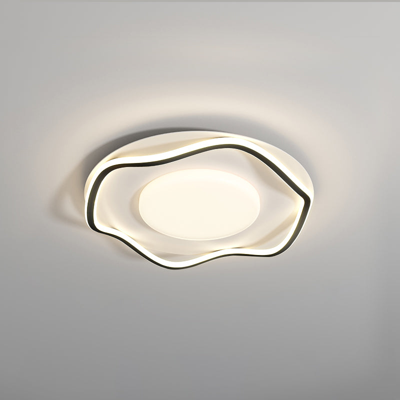 Minimalist Cloud Shape Ceiling Lamp ? 18.9″ x H 3.9″ / Dia 48cm x H 10cm / White + Black / Cool Light Ceiling lamp