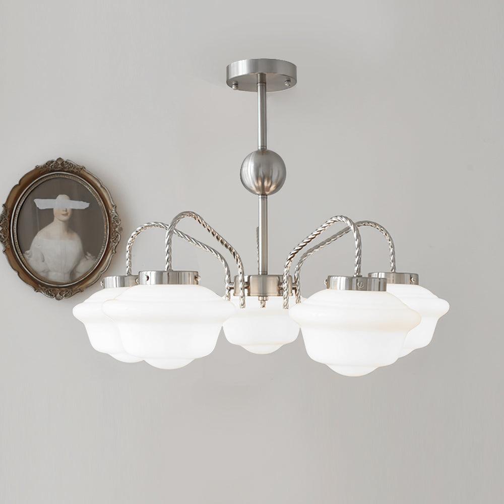 Minka Lavery Chandelier 5 Heads ∅ 23.6″ x H 23.6″ / Dia 60cm x H 60cm / Chrome & White Chandelier